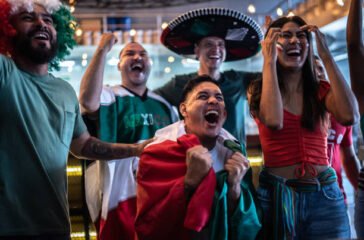 Mexican fans celebrating a goal in soccer game