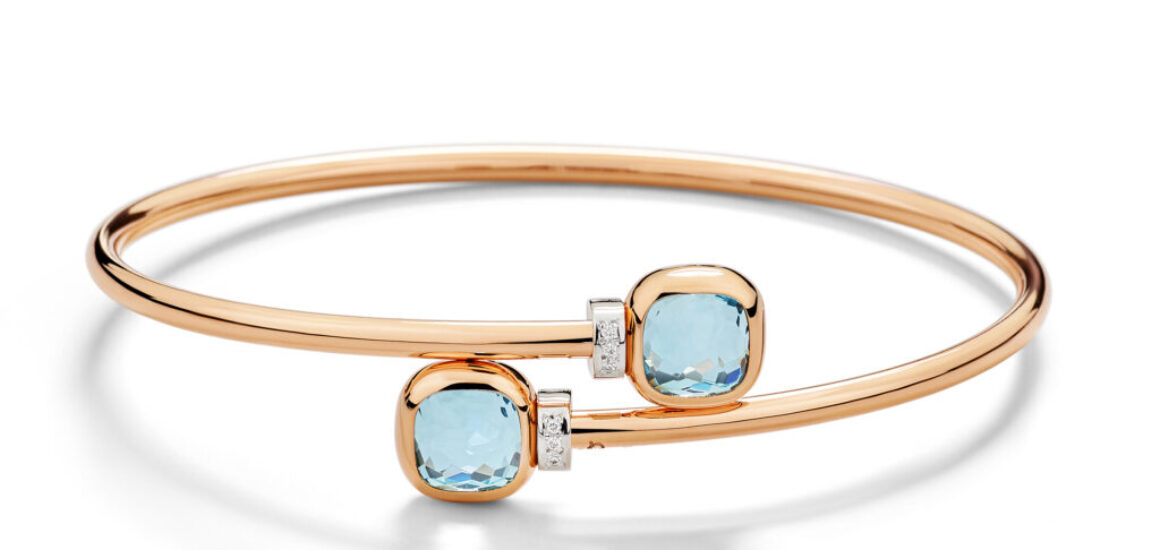 NUDO bracelet in rose gold with diamonds and sky blue topaz by Pomellato (2)