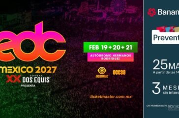 EDC México 2027 en el Autódromo Hermanos Rodríguez con luces, escenarios y público disfrutando música electrónica