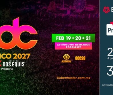 EDC México 2027 en el Autódromo Hermanos Rodríguez con luces, escenarios y público disfrutando música electrónica