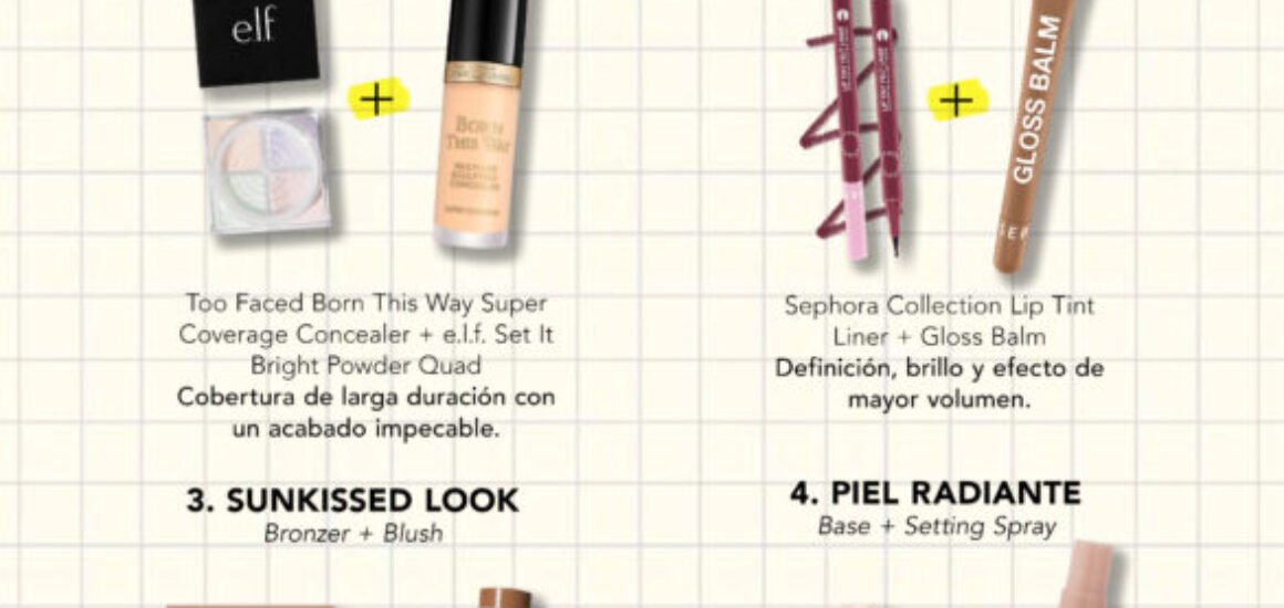 Makeup Math de Sephora con diferentes combinaciones de productos de maquillaje